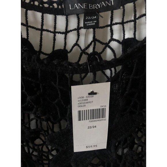 NWT Women's LANE BRYANT Crochet Blouse Black Size 22/24 Flower Pattern - Picture 5 of 10